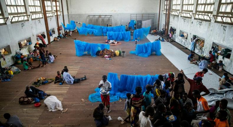Cyclone survivors shelter in a school in Beira, Mozambique