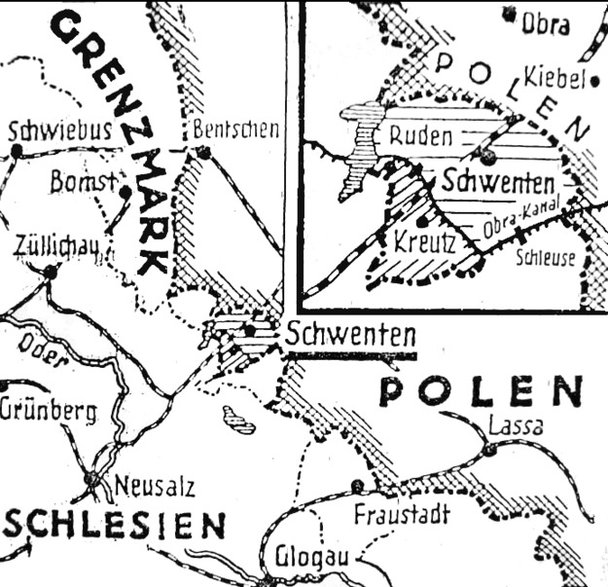 Mapa opublikowana w "Die Grenze Post" w 1932 r.