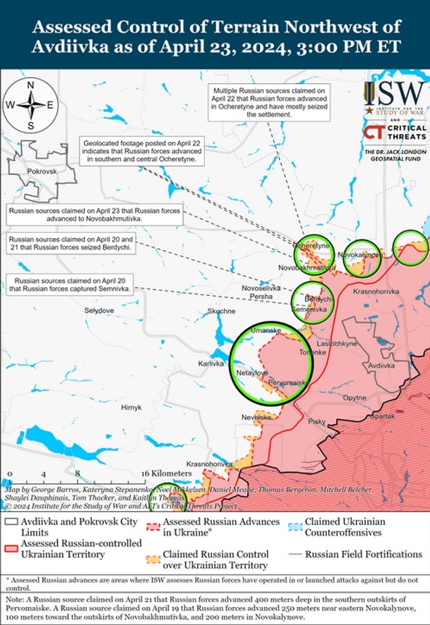 Očeretine, ISW mapa