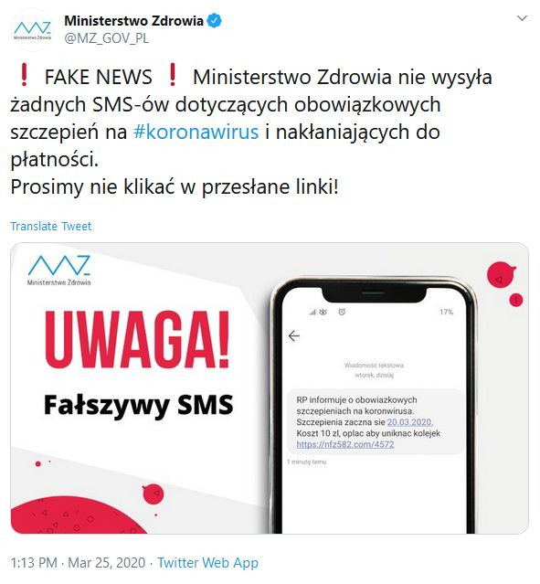 Koronawirus - przegląd fake newsów