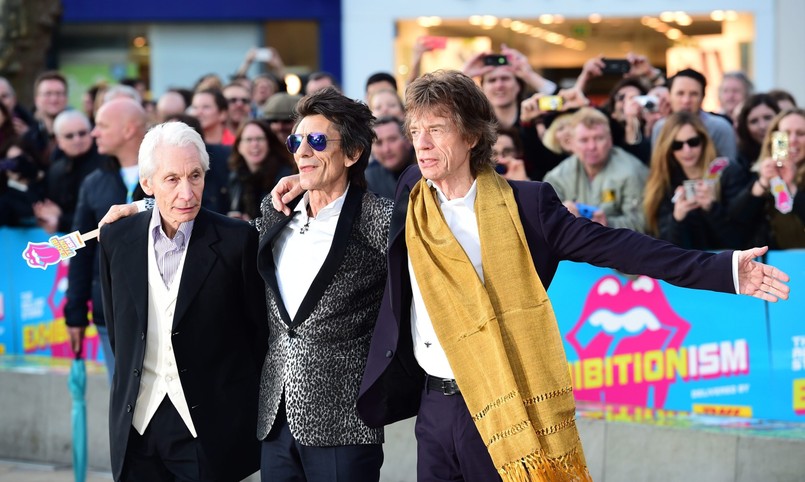 Muzycy The Rolling Stones na otwarciu wystawy podsumowującej 50-lecie zespołu