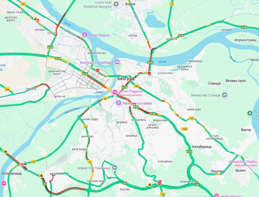 Gužve u Beogradu 30. oktobraa