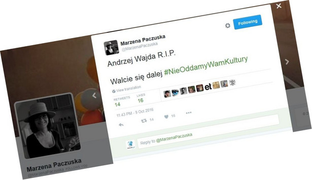 "Walcie się dalej...". O czym twittuje szefowa "Wiadomości" po śmierci Andrzeja Wajdy?