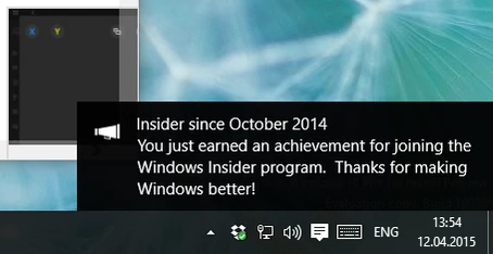 Powiadomienie o otrzymaniu osiągnięcia w Windows 10