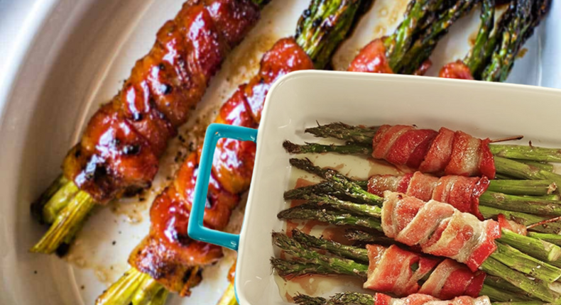 Bacon wrapped veggies are a morning gut-health bundle