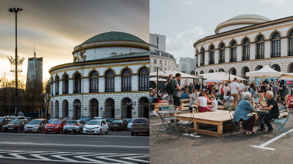 Plac Bankowy w Warszawie jako parking i jako miejsce spotkań, fot. Artur Bociarski/Ewkaphoto