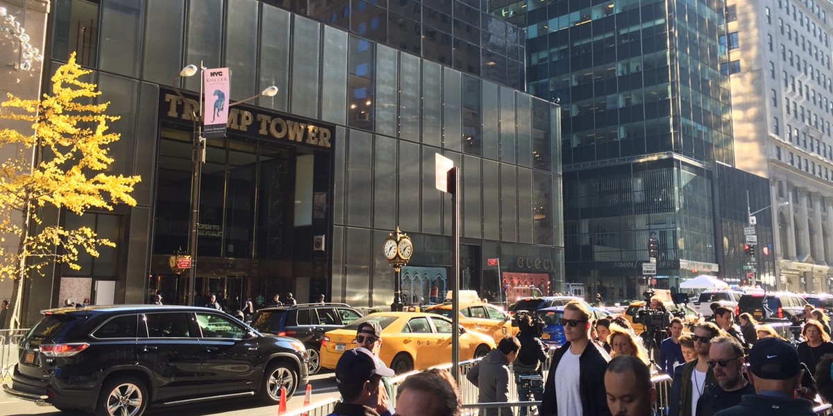 Chaos outside the Trump Tower in Midtown Manhattan.