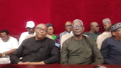 Labour Party presidential candidate, Peter Obi, attends proceedings at the presidential election petition tribunal in Abuja. [Twitter:@AlwaysJayjam]