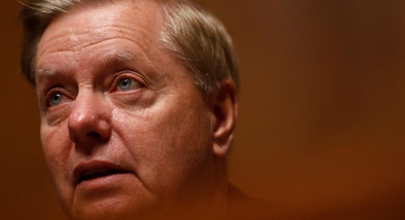 FILE PHOTO: Chairman Lindsey Graham speaks as FBI Director Christopher Wray testifies before a Senate Judiciary Committee hearing on