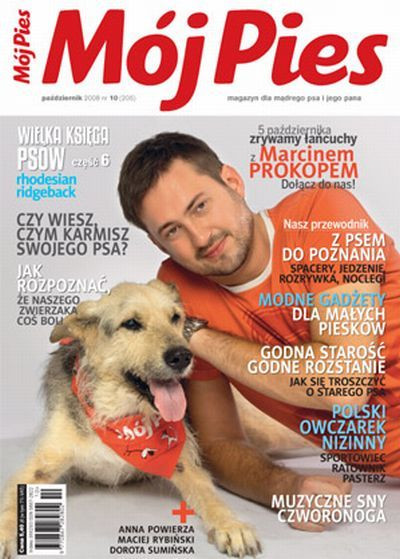 Marcin Prokop na okładce miesięcznika "Mój Pies"