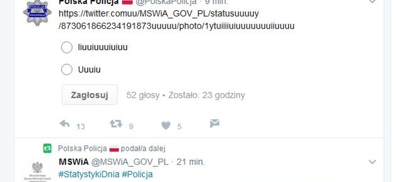 Zagadkowa sonda na twitterowym koncie policji. "Ktoś się oparł o klawiaturę?"