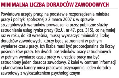 Minimalna liczba doradców zawodowych