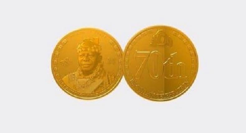 The 24-carat gold coins is to commemorate Otumfuo Osei Tutu II 20th anniversary