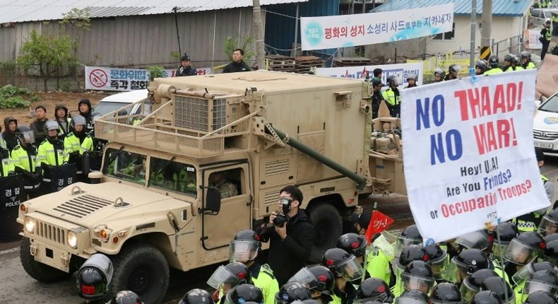 The first parts of the Terminal High Altitude Area Defense system have been delivered to South Korea