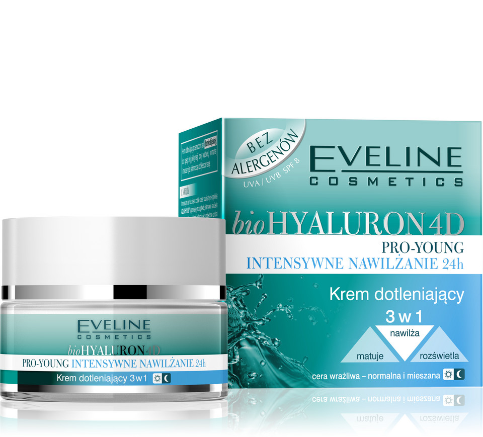 Eveline Cosmetics, bioHyaluron 4D Pro Young  dotleniajacy 3w1 normalna, mieszana