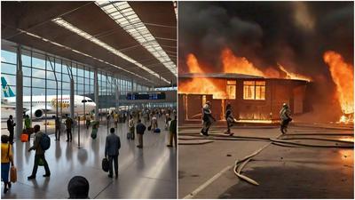 Fire Outbreak at Lagos Airport [Meta AI Image)