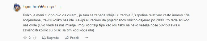 Srbi ne mogu da se dogovore koliko novca je dovoljno da stave u kovertu za punoletstvo