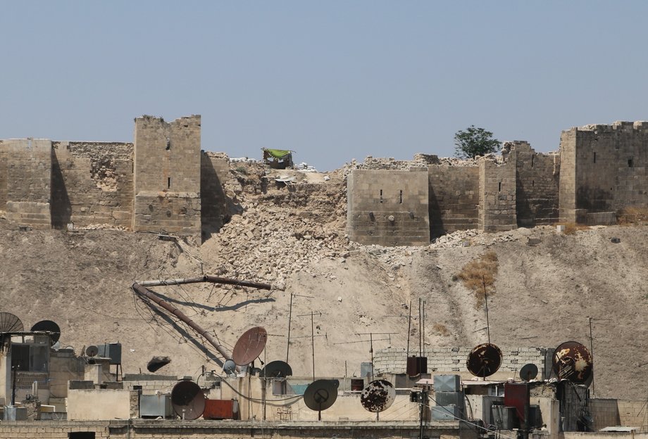 A large section of the citadel was destroyed in 2015. The government and the rebels both blame each other for blowing up the ancient wall.