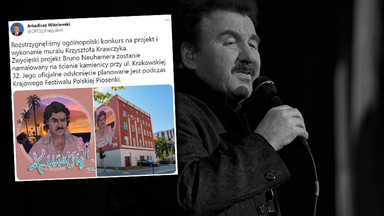 Krzysztof Krawczyk jak Pablo Escobar na muralu w Opolu. Odsłonięcie jeszcze przed festiwalem