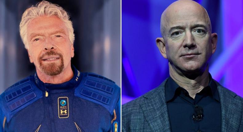 Virgin Galactic founder Richard Branson (left) and Blue Origin founder Jeff Bezos.
