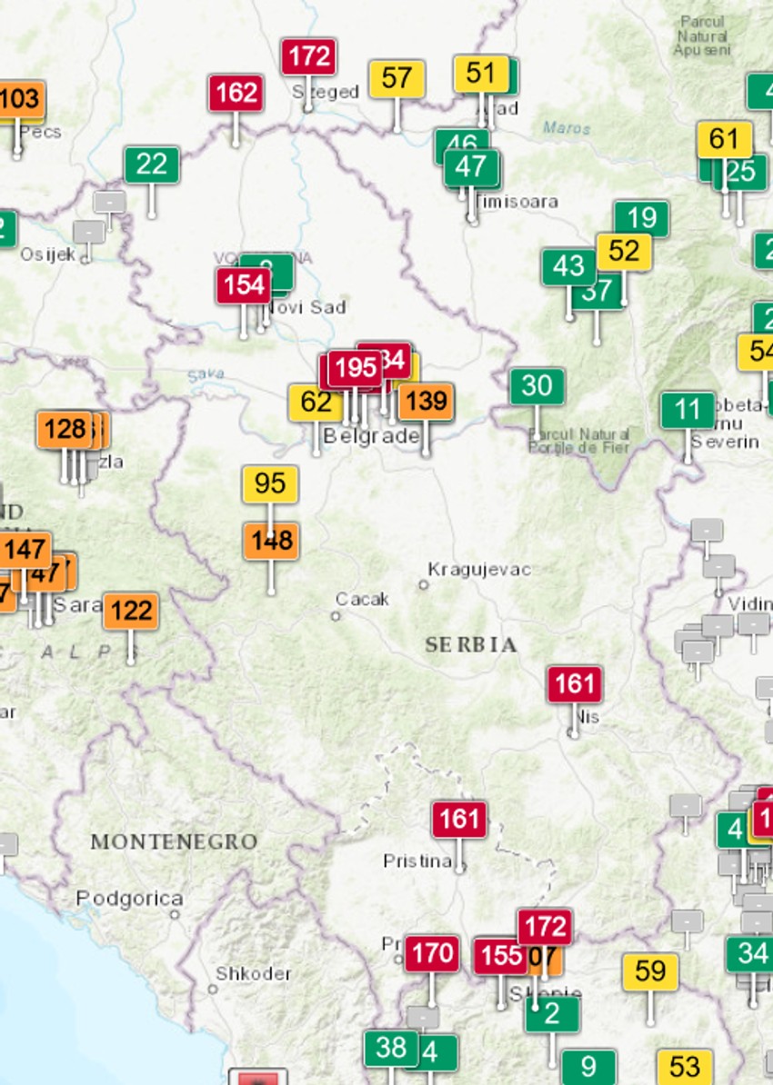 Zagađenje vazduha, ponedeljak 28. oktobar