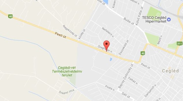 A Pesti út 108-as száma előtt történt a ceglédi baleset /Fotó: Google Maps