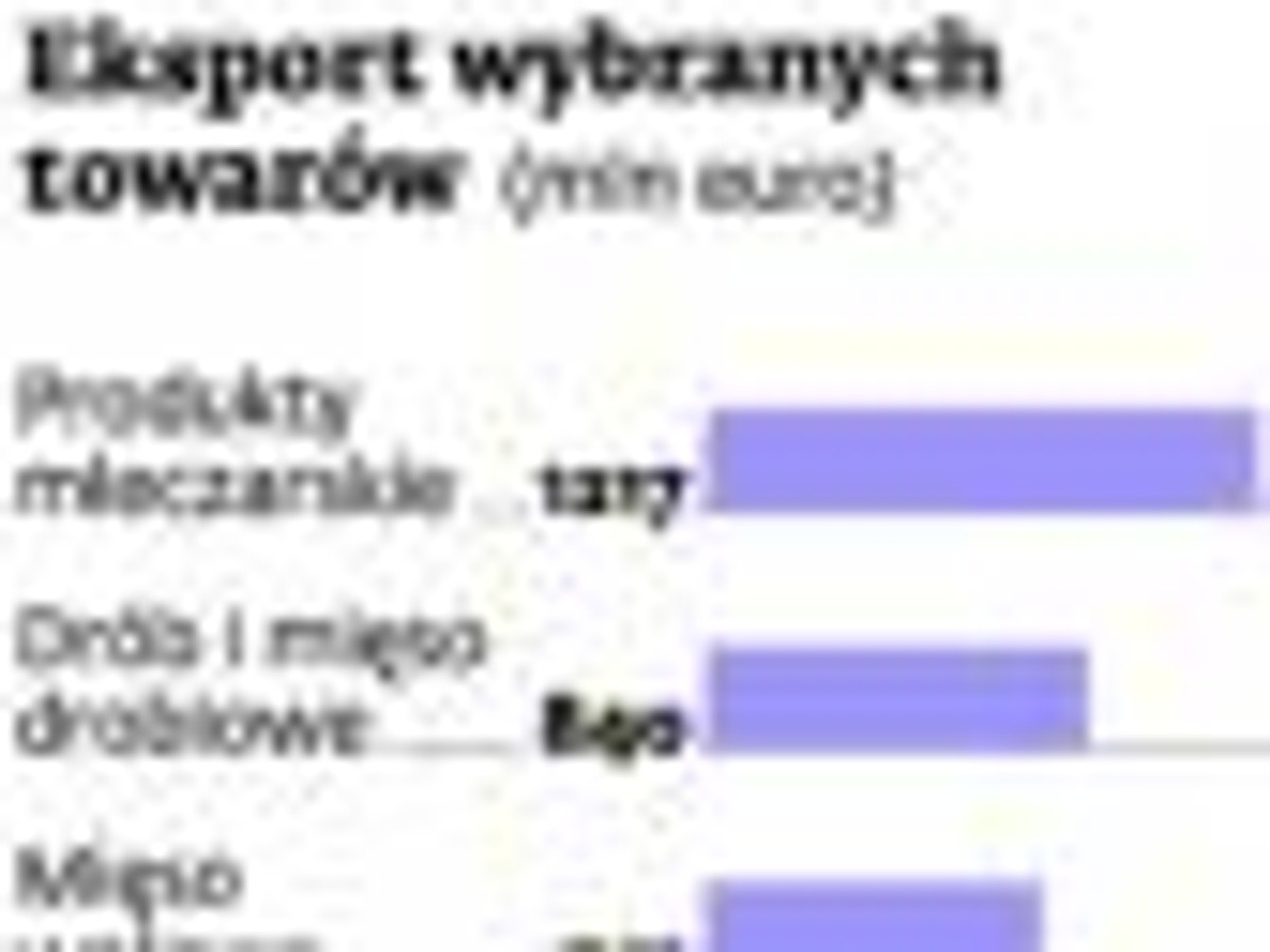 Eksport wybranych towarów (mln euro)