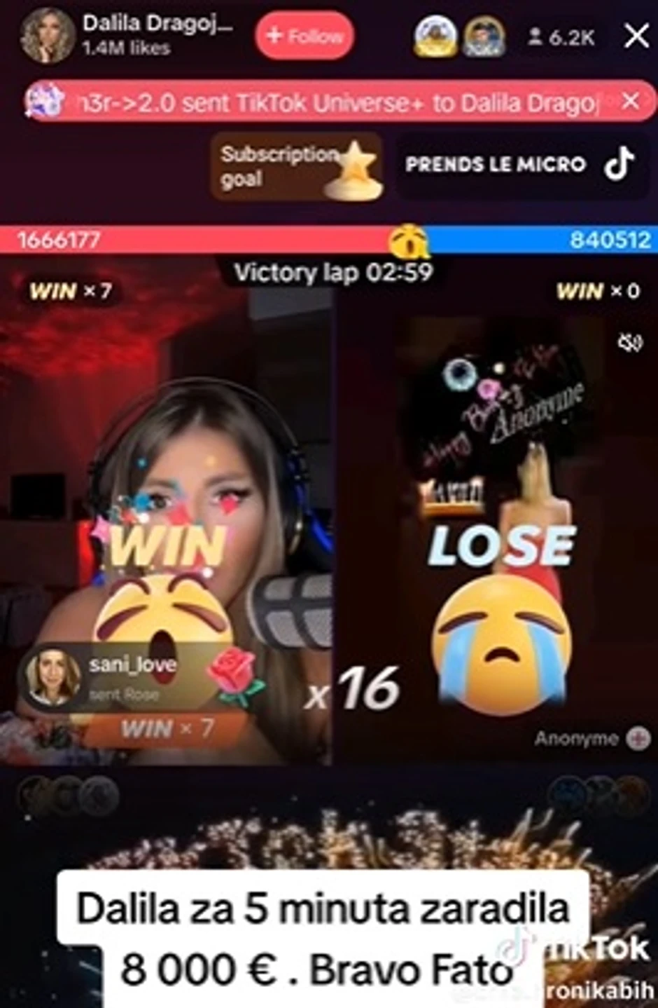 Dalila zaradila 8.000 evra na Tik Toku