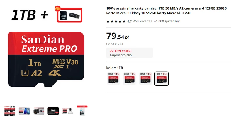 Oferta na karty SanDisk w popularnym chińskim serwisie