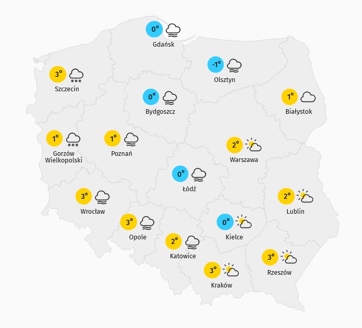 Prognoza pogody dla Polski - Nowy Rok