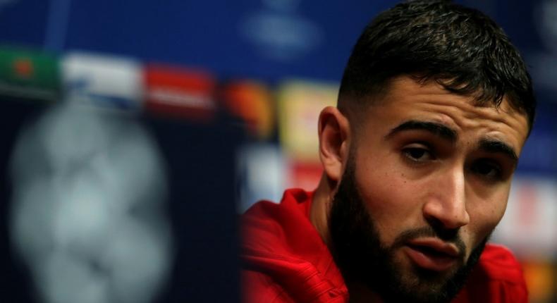 Dans cette photo d'archives, Nabil Fékir participe à une conférence de presse au Camp Nou, avant un match contre le FC Barcelone, le 12 mars 2019.