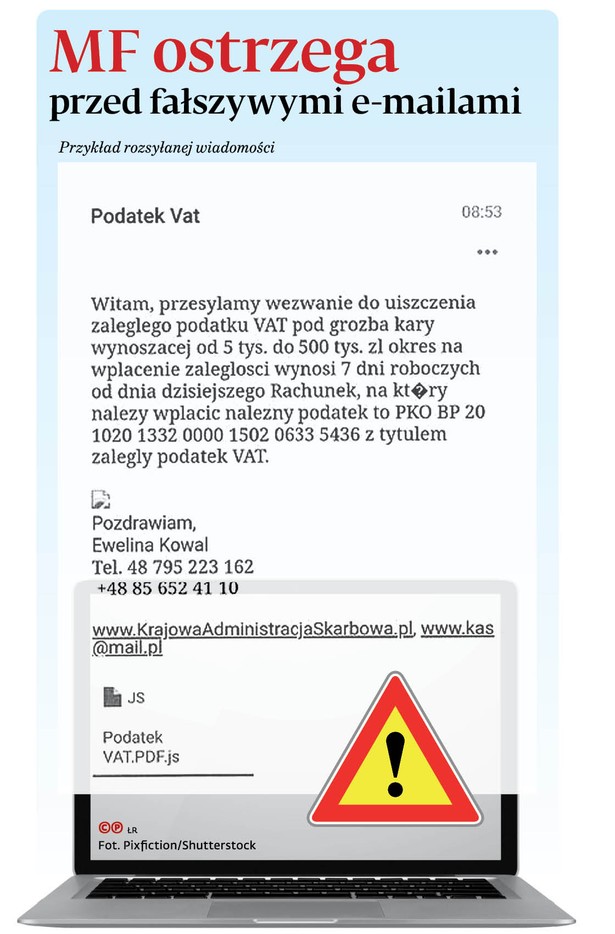 Udających w sieci skarbówkę coraz więcej. "Nie wysyłamy e-maili z wezwaniem do zapłaty podatku"