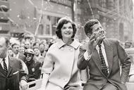 Democratic presidential nominee John F. Kennedy and his wife