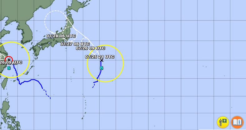 Przewidywana przez Japońską Agencję Meteorologiczną trasa potencjalnego tajfunu