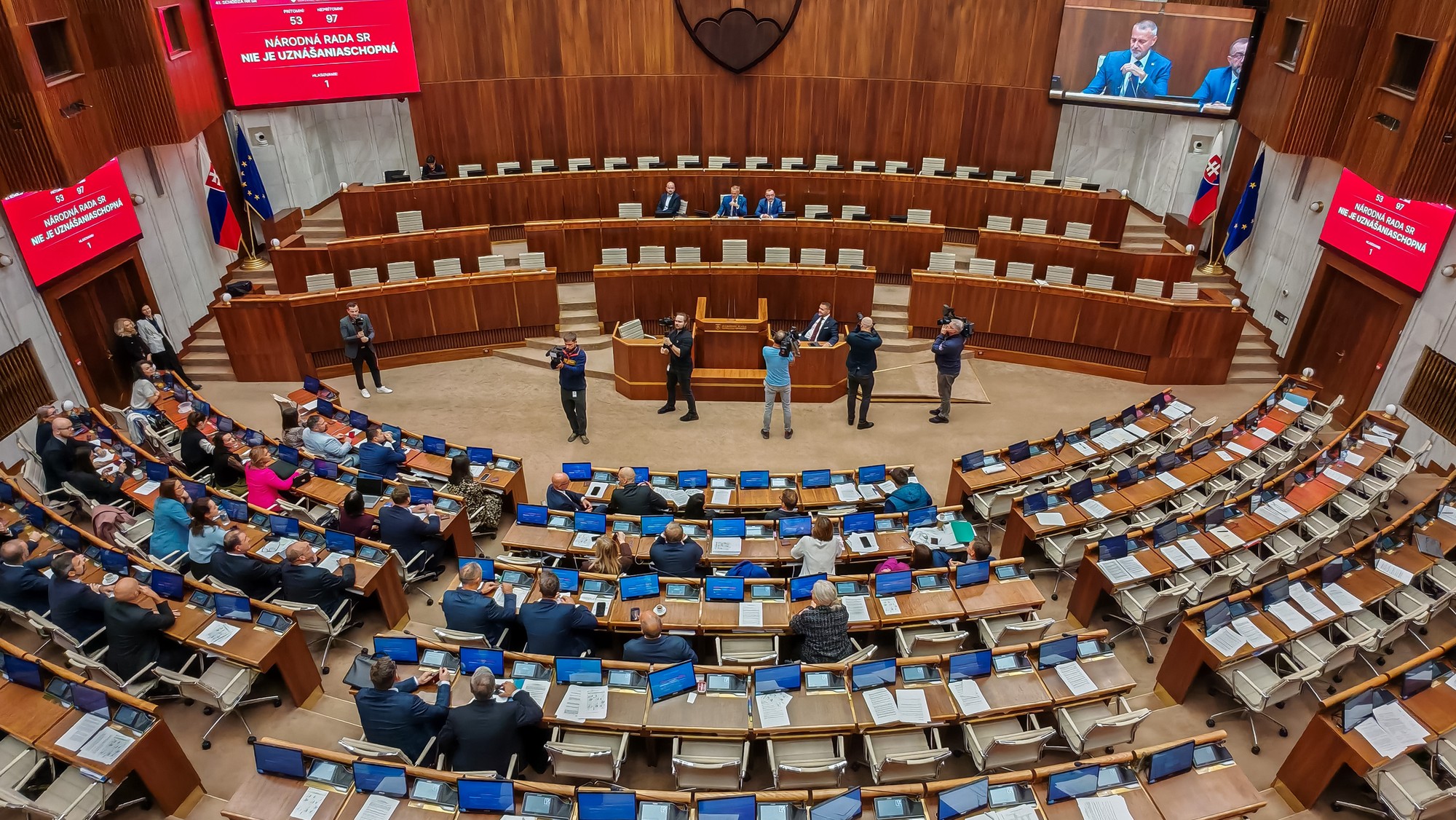 Plénum Národnej rady SR počas rokovania. 