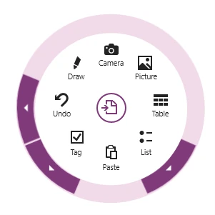 Okrągłe menu z OneNote