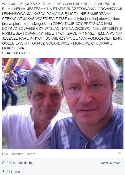 Henryk Gołębiewski - screen z Facebooka