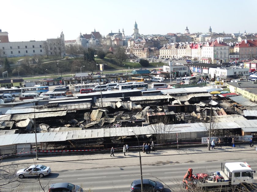 Pożar targowiska przy ul. Ruskiej w Lublinie