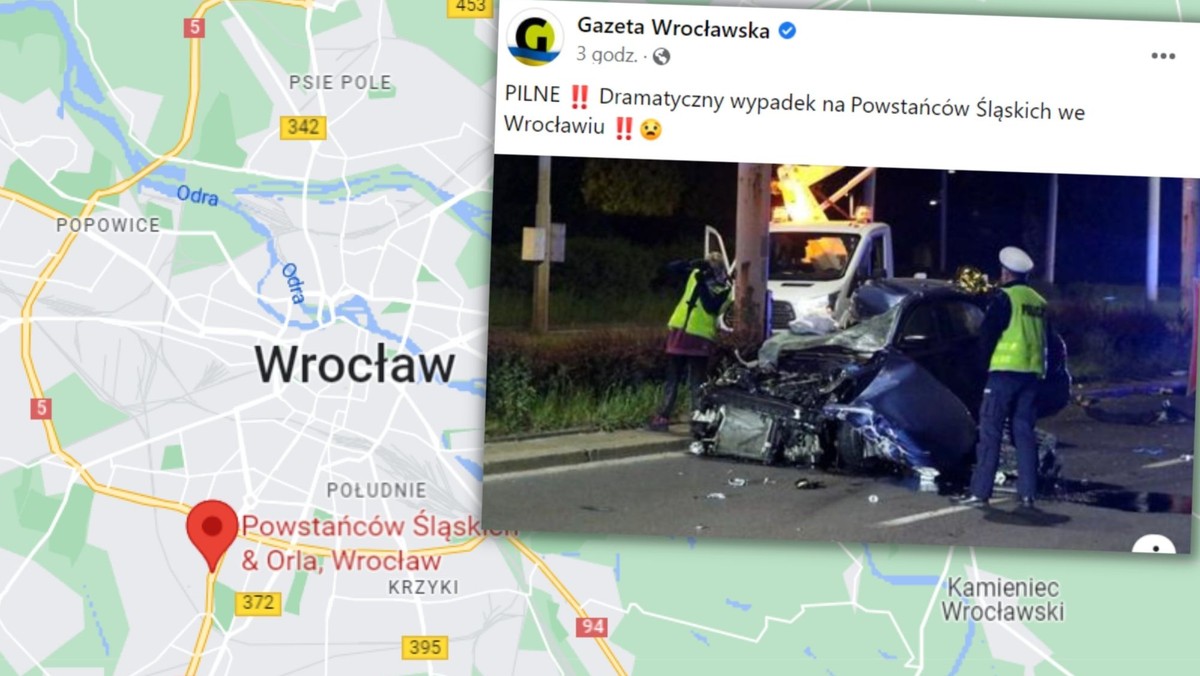 Dwie osoby zginęły, a dwie zostały ciężko ranne, po tym, jak w nocy z poniedziałku na wtorek, auto osobowe uderzyło w słup energetyczny. Do tragicznego w skutkach wypadku doszło na ul. Powstańców Śląskich we Wrocławiu.