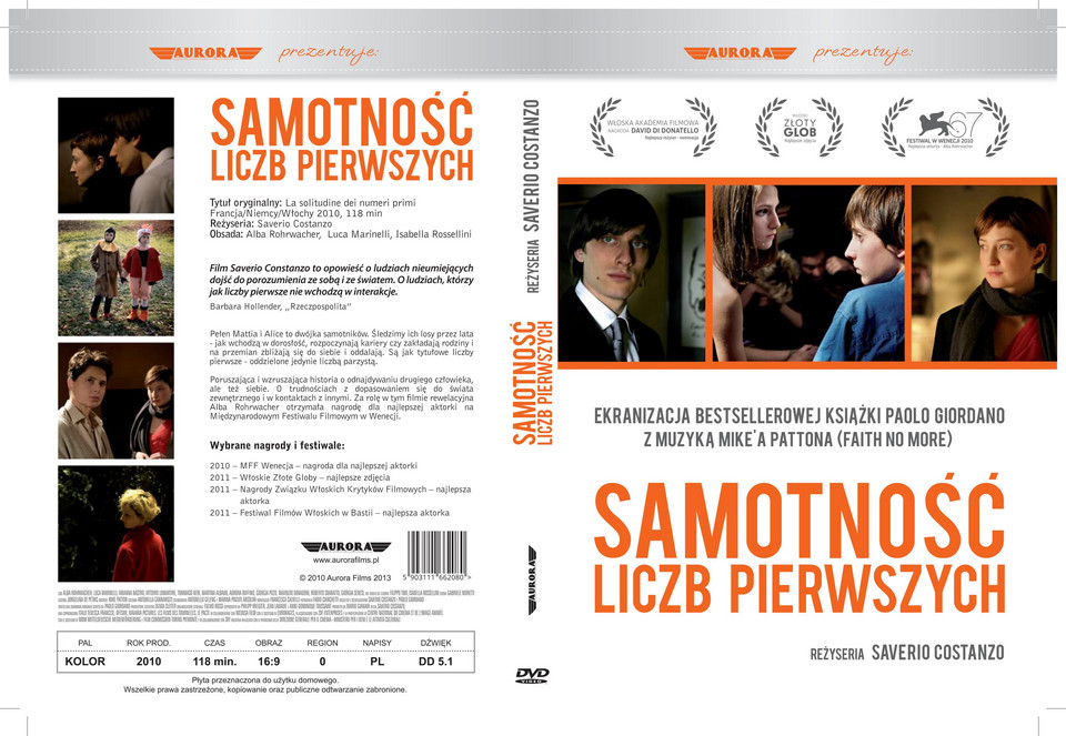 „Samotność liczb pierwszych” - okładka DVD