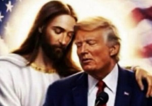 AI fotografija na kojoj su Donald Tramp i Isus koji ga grli