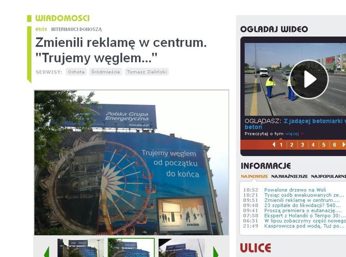 Screen ze strony portalu tvnwarszawa.pl