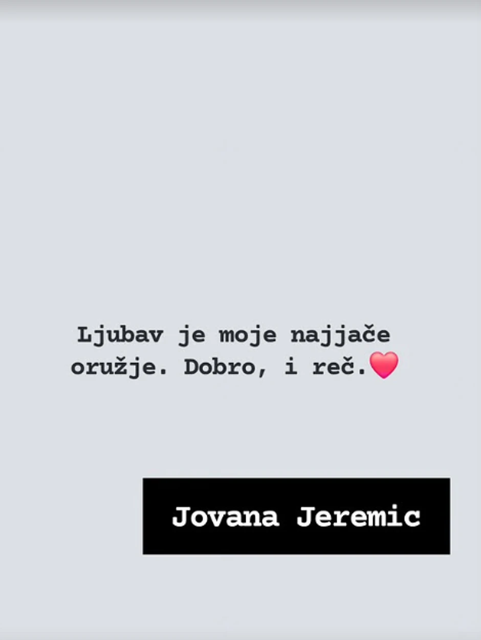 Jovana Jeremić, objava