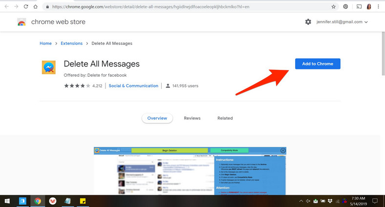 Delete all messages for facebook chrome extension