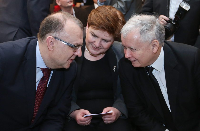 Kazimierz Michał Ujazdowski z Jarosławem Kaczyńskim i Beatą Szydło