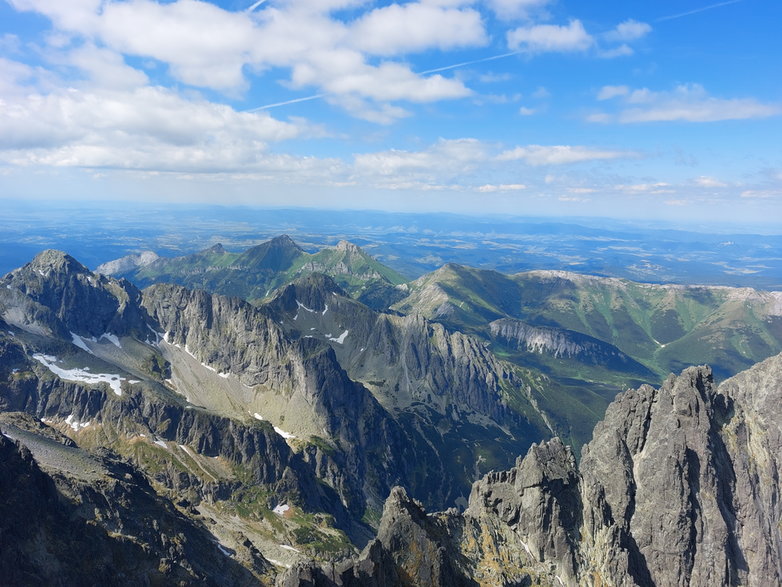 Widok z Łomnicy na Wysokie Tatry