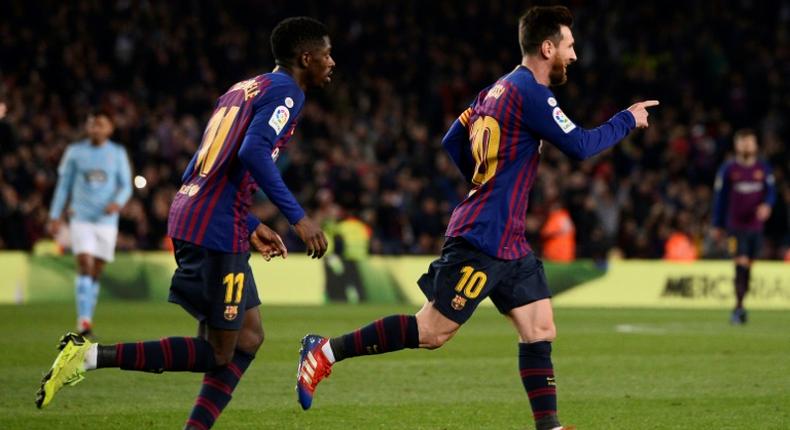 Lionel Messi and Ousmane Dembele were on target against Celta Vigo to maintain Barcelona's lead at the top of La Liga