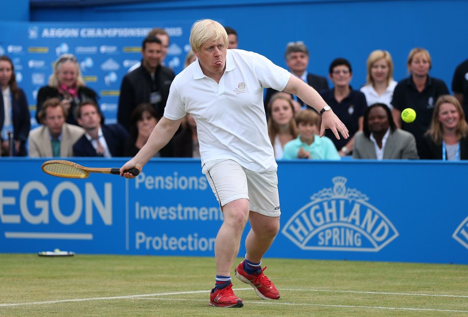 Boris Johnson podczas meczu Rally Against Charity