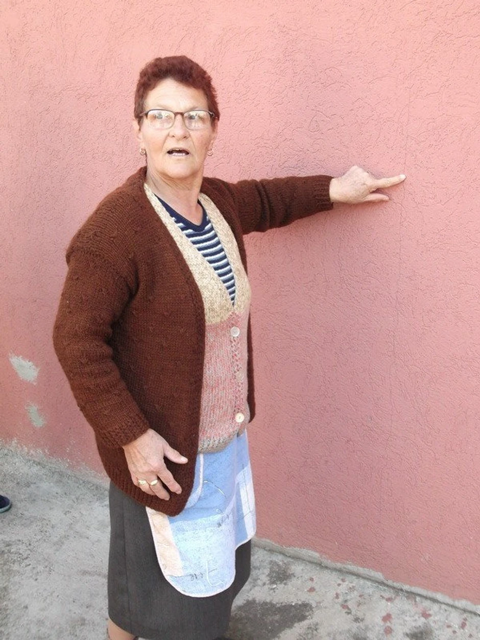 Ruža Petrović pokazuje pukotine na kući