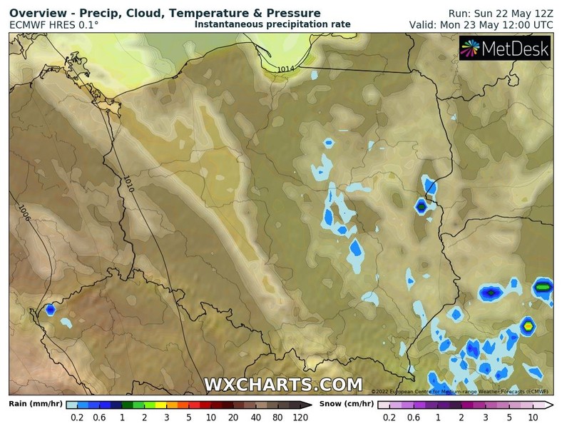 Przelotne opady deszczu możliwe są tylko na wschodzie